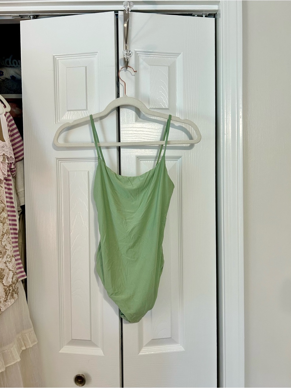 aerie Light Green Scoop Neck Thong Bodysuit